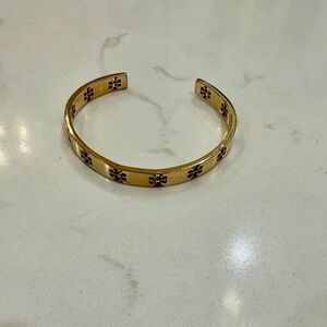 Tory Burch Gold Cuff Logo Bracelet